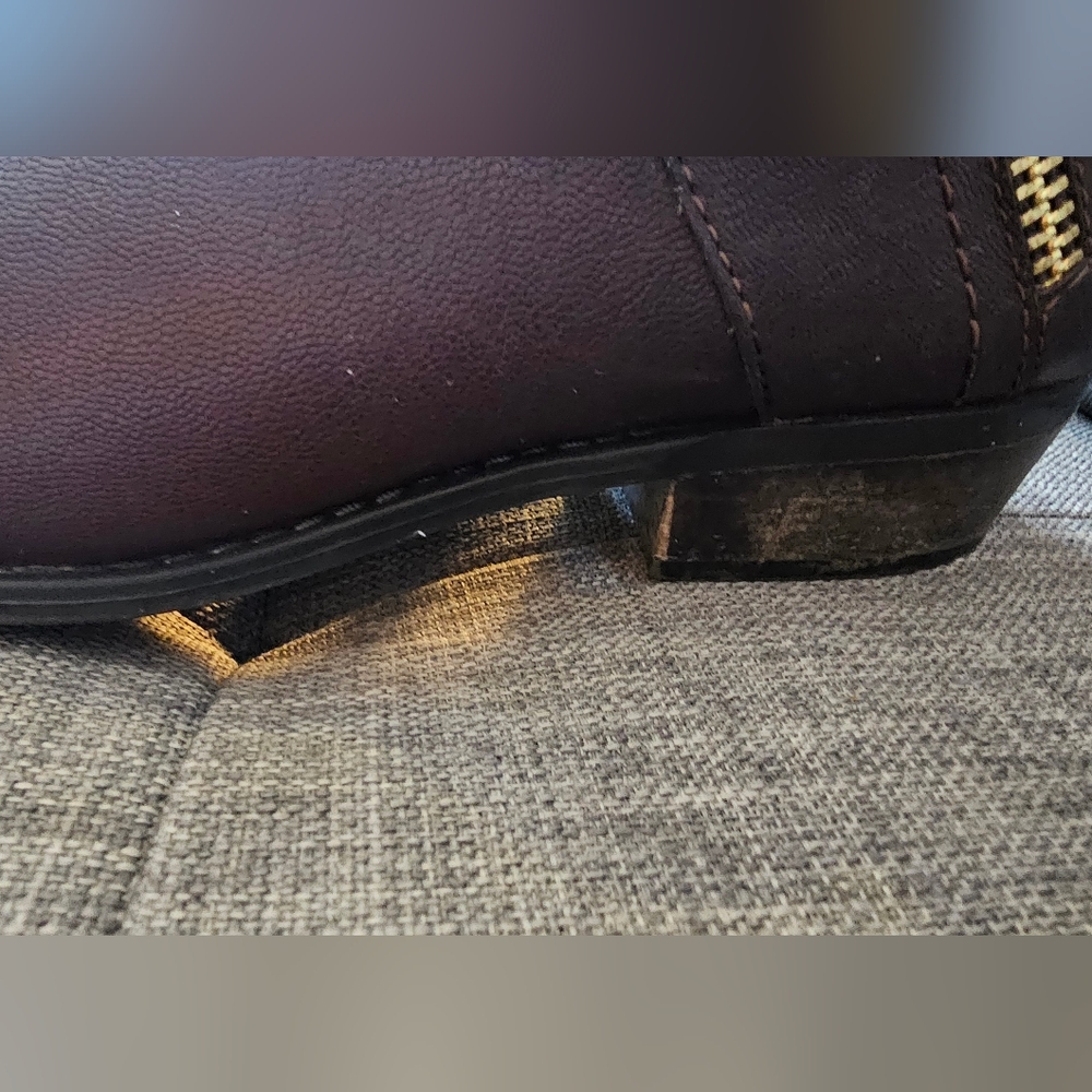 Franco Sarto Dark Brown Leather Boots with Gold Accent - Picture 5 of 6